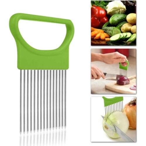 Onion Slicer Cutter Fork Stainless Steel Vegetable Fruit Slicer Tools Kitchen Dining Accessorie Tomato Cutting Aid Supplie Knife
