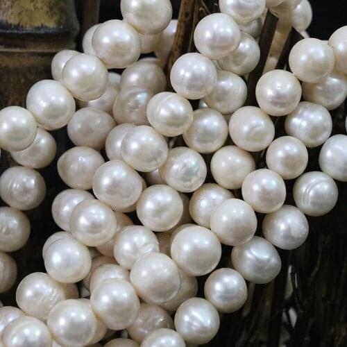 Lovely white natural freshwater cultured nearround pearl 9-10mm charms fort women jewelry making loose beads 15inch B1395