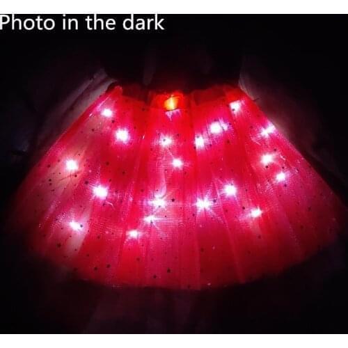 8-12T Light LED Girl Kids Clothes Star Tutu Skirt Princess Party Tutus Tulle Pettiskirt Child Ballet Dance Halloween red skirt