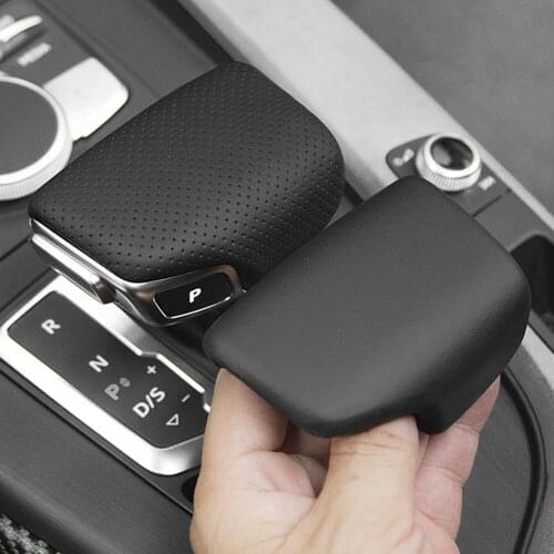 4M1713139F Black LHD Perforated Leather Selector Lever Handle Gear Shift Knob Cover For Audi A4 B9 A5 S5 Q7 Q5L 2017 2018 2019