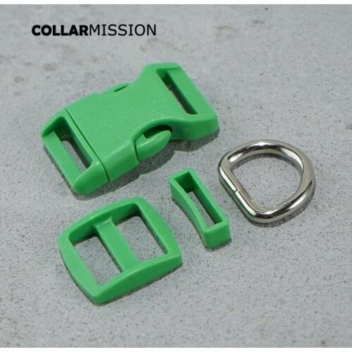 Plastic buckle+Tri-Glid+square keeper+D ring) DIY dog cat collar bag 20mm green webbing sewing high quality accessory premium