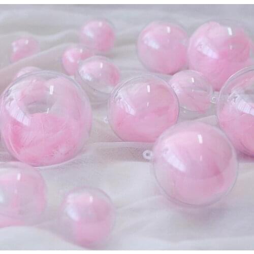 30PCS Transparent Decorative Balls with Feathers Openable PVC Christmas Tree Decor New Year Office Home Decoration Accessories