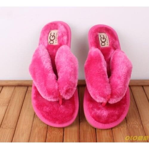 Summer Raccoon Fur Slippers For Women Fluffy Real Fox Hair Slides Plush Home Sandals Fashion Cute Rainbow Flip Flops Ladies Shoe