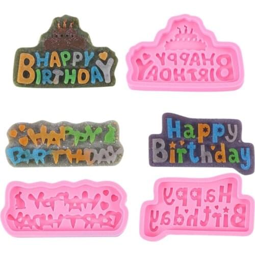 Happy Birthday Letter Alphabet Silicone Mold Fondant Chocolate Candy Mould Best Wishes Congratulations Cake Decoration DIY Craft