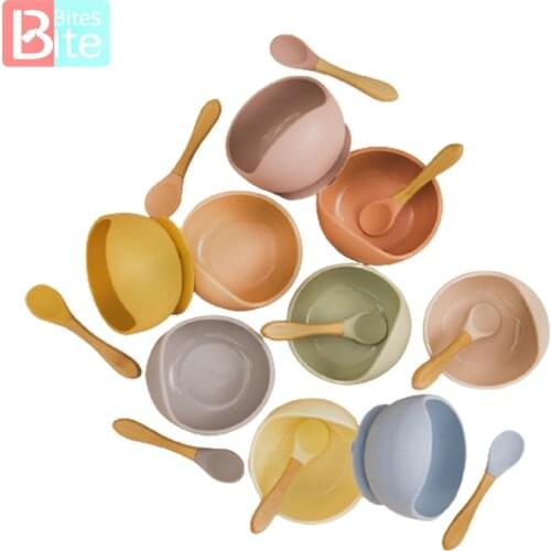 Baby Silicone Bowl Feeding Tableware Spoon Waterproof Suction Bowl Childrens Tableware Silicone Plate Set for Baby Bowls Plates