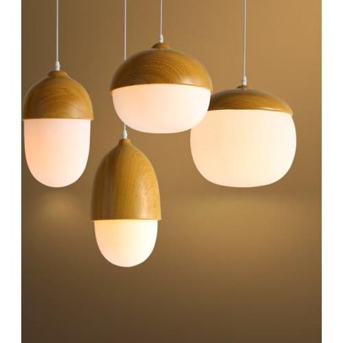 Nordic Pendant Lights Wood Aluminum Lampshade Industrial Lighting Loft Lamparas Colorful Pendant Lamp E27 Base Light Fixtures