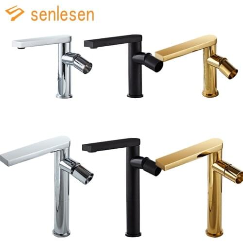 Senlesen Golden Basin Sink Mixer Faucet Bathroom Tap Brass Deck Mounted Hot and Cold Water B