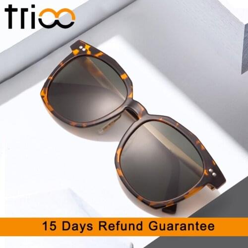 TRIOO Polygonal Polarized Women Men Sunglasses Tortoiseshell Green Sun glasses Unisex Driving New Gafas De Sol Oculos UV400