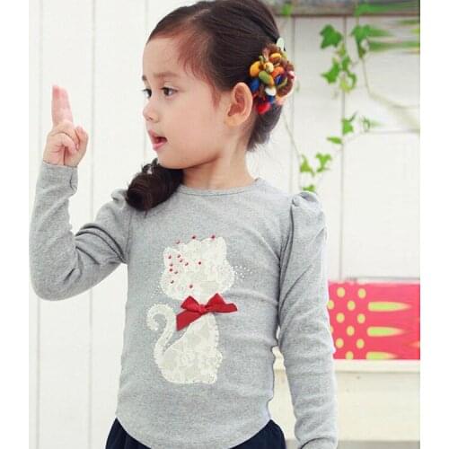 2017 Hot & new Spring new Korean T-shirt drilling hot girls cute cat sleeved t-shirt Cashmere Lycra T-shirt