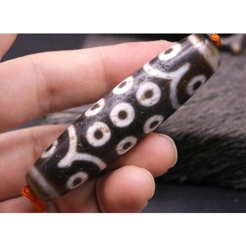 Magic Power Tibetan Old Agate 21 Eye King Master Long dZi Bead Totem Amulet 76MM LKbrother Sauces Top Quality