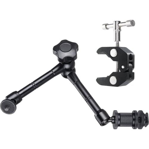 Magic Arm,11 Inch Inch Articulating Magic Arm + Super Clamp for Flash/ LED Video Light/SLR DSLR Camera Accessories