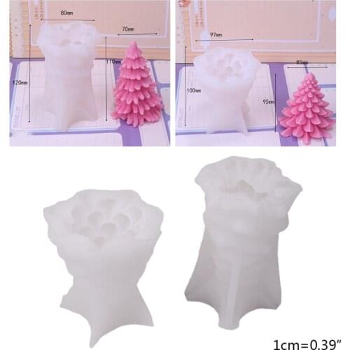 X4YA 2 Pcs/Set 3D Christmas Tree Candle Epoxy Resin Mold Aromatherapy Plaster Silicone Mould DIY Crafts Decor Casting Mold