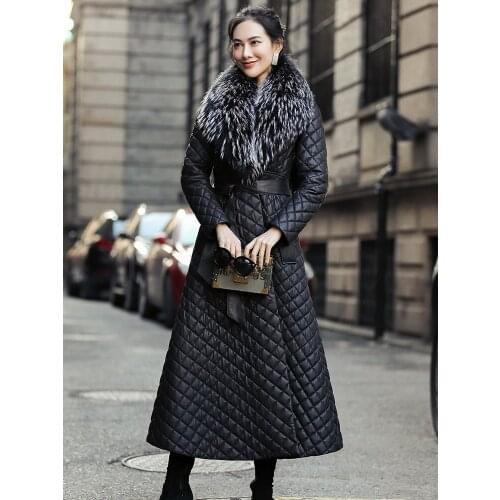 Leather Genuine Jacket 2020 Winter Jacket Women 100% Real Sheepskin Coat Female Fox Fur Collar long Down Jackets MY3852 s