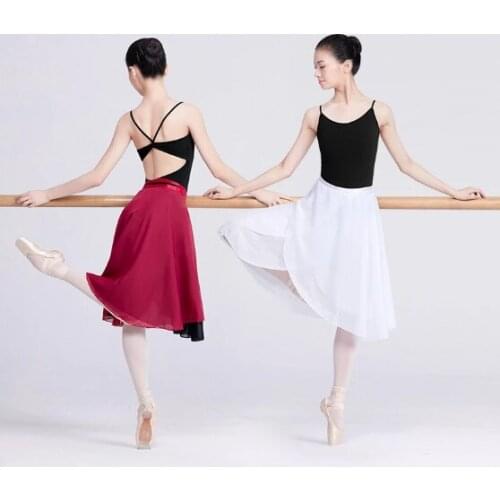 Adults Long Chiffon Ballet Skirts Women Lyrical Soft Ballet Dress Black Burgundy Navy Pink White Ballet Dance Costumes