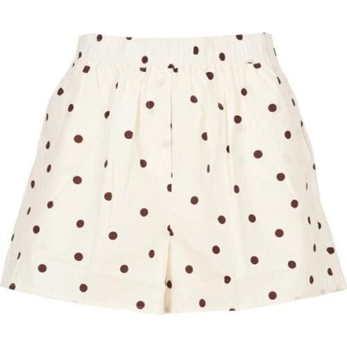 Green Flower Dot Print Women Shorts 2020 Summer Elastic Waist Casual Wild Stylish Pocket Short Pants