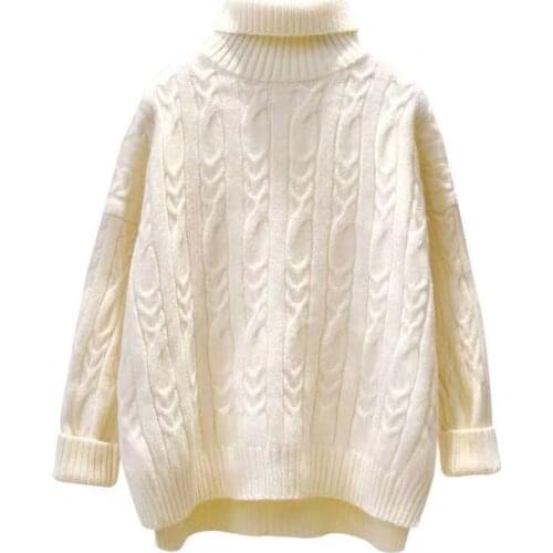 2020 Real shot turtleneck sweater women autumn winter loose knitted sweater short jumper student casual top bottomsweater 3163