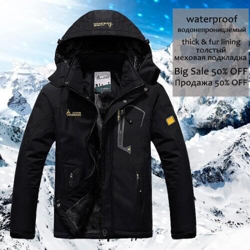 Winter Jacket Men L to 5XL Thick Warm Parka Coat Waterproof Mountain Jacket Pockets Hooded Fleece Windbreaker Jacket Men