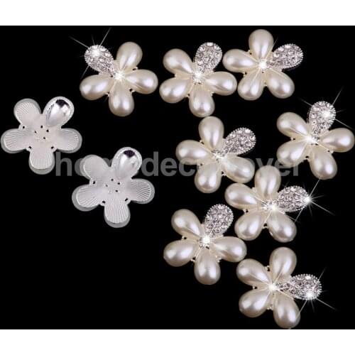 10pcs flatback Metal rhinestone pearl buttons wedding DIY hair accessories
