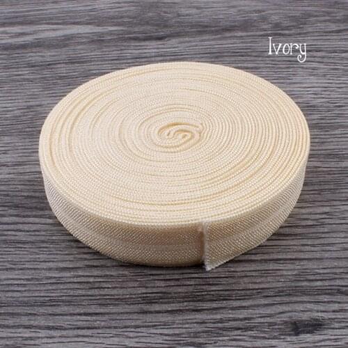 120Y OEM 5/8 Shiny Solid Highly-flexible Nylon Folded Over Elastic Webbing Ribbon Stretch FOE for Hair Tie/Hair Bows/Headbands