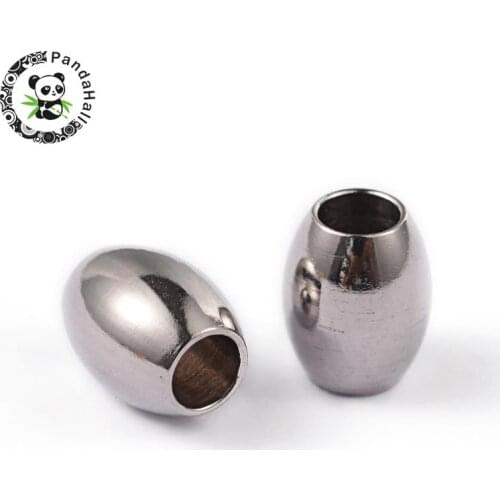 200pc Barrel 304 Stainless Steel Spacer Beads for jewelry making accessories , Stainless Steel Color, 6x5mm, Hole: 3mm