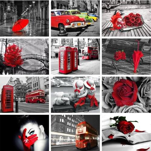 5D DIY Diamond Painting Full Square Red And Black Series Home Decoration Embroidery Handcraft Art Kits