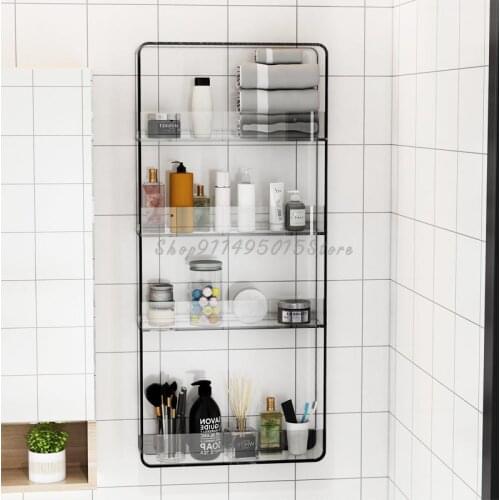 Acrylic Bathroom Shelf, Toilet Vanity, Cosmetic Storage Rack Above The Toilet, Wall-mounted Free Punch