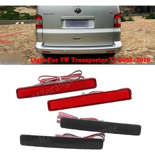 2 Pcs Car Rear Bumper Reflector Lamp For Transporter T5/For Multivan 2003-2011 LED Tail Stop Brake Light (CA243) Red/black