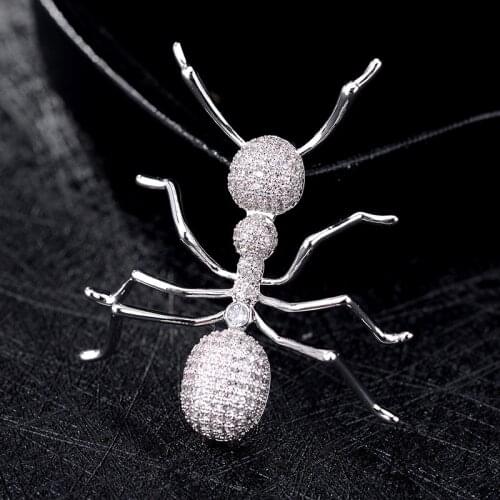 Free Shipping Beautiful Shining Full Rhinestone CZ Ant Brooch