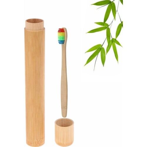 Organic Bamboo Toothbrush Case Tube Natural Bamboo Tube Jar Portable Toothbrush Bamboo Cover Set Sticks Incense Burner Box