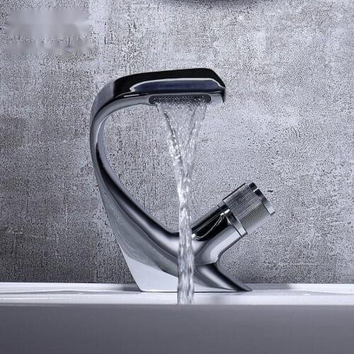 Black Faucet Bathroom Sink Faucets Hot Cold Water Mixer Crane Deck Mounted Single Hole Bath Tap Chrome Finished