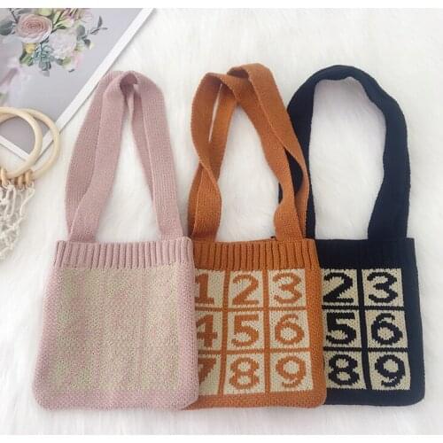 Korean fashion cute cute cute digital childrens knitting bag