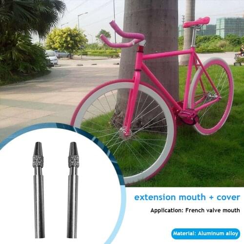 Bicycle Tire Valve Caps Dust Cover 2x 50mm CNC Aluminum Alloy Presta French Valve Extender Extension with Dust Cover
