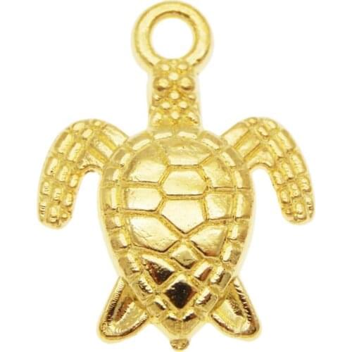 Julie Wang 20PCS Tiny Turtle Charms Gold Color Tortoise Animal Pendant Bracelet Alloy Jewelry Making Accessory 12*16mm