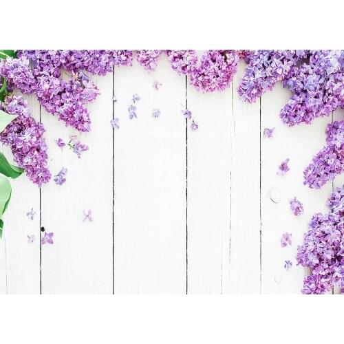 Purple Flower Wooden Wall Photography Background Vinyl Cloth Photo Shootings Backdrop for Baby Children Wedding Photo Studio