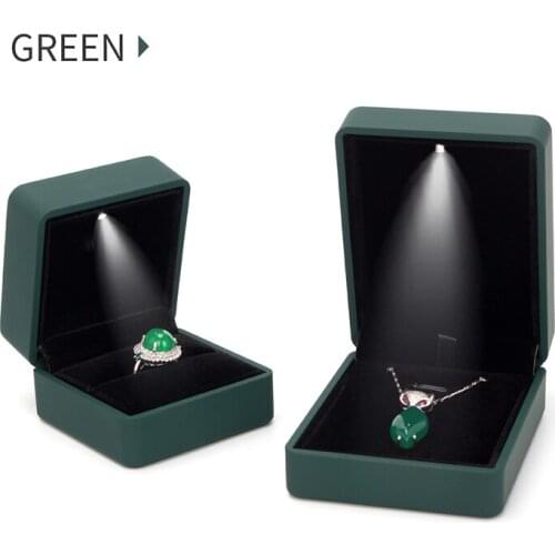 Retro Green Led Female Wedding Ring Jewelry Packaging Storage Box Earring Necklace Bracelet Showcase Case Lover Birthday Gift