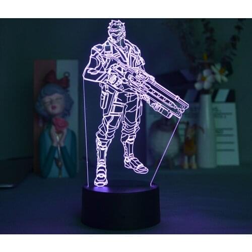 Game Overwatch OW Figurine Soldier: 76 3D Visualization Night Lamp for Childrens Kids Bedroom Bedside Decor Birthday Gift Light