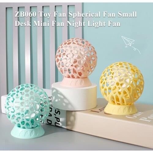 Toy Fan Spherical Fan Small Desk Mini Fan Night Light Fan Portable Handheld USB Fan with 3 Speed Strong Wind for Home Office