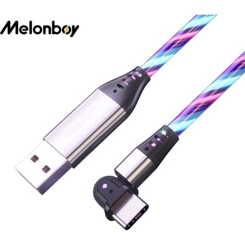 Melonboy 180 Degree Rotaion Micro USB Cable 3A Fast Charger Flowing Lighting Charing Cable Usb Wire Data Phone Charger Line