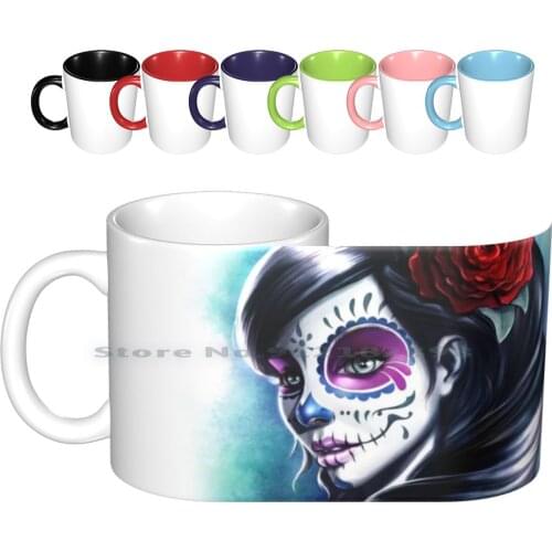 Catrina Ceramic Mugs Coffee Cups Milk Tea Mug Catrina Popular Art Celebration Spiritual Mystical Fantasy Autumn November