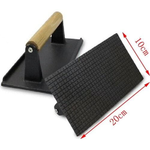 Round big BBQ tool Cast iron Wooden Handle Steak Plate Meat Press Grill Fried meat squid Fried steak barbecue pressure plate