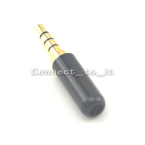 Cool Black Headphone 3.5mm Connector 3.5 mm Plug 4 pole DIY For 4mm Cable Audio Adapter
