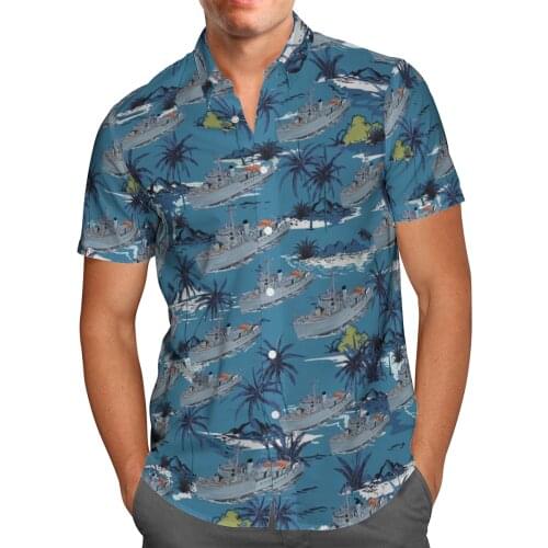 Warship 3D Beach Hawaiian 2021 Summer Mens Shirt Short Sleeve Shirt Streetwear Oversized 5XL Camisa Social Chemise Homme-570