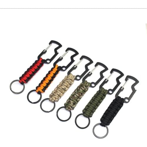 Outdoor Climbing Emergency Survival Umbrella Rope Multifunctional Braided Carabiner Stainless Steel Outdoor Key Chain