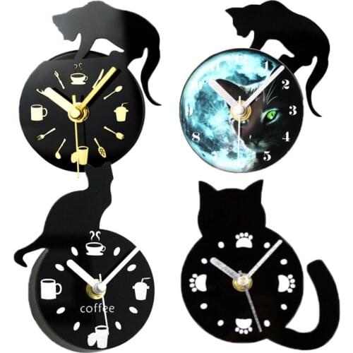 Nordic Modern 3D small cute cat refrigerator clock home message stickers kitchen accessories magnetic fridge magnet wall clock