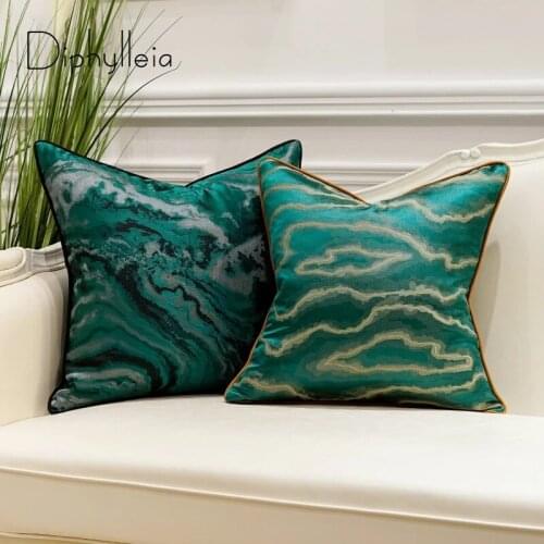 Diphylleia Marbling Jacquard Cushion Cover 50x50cm Shiny Silk Pillow Case Modern Luxury Coussin Sofa Chair Chic Home Decorating