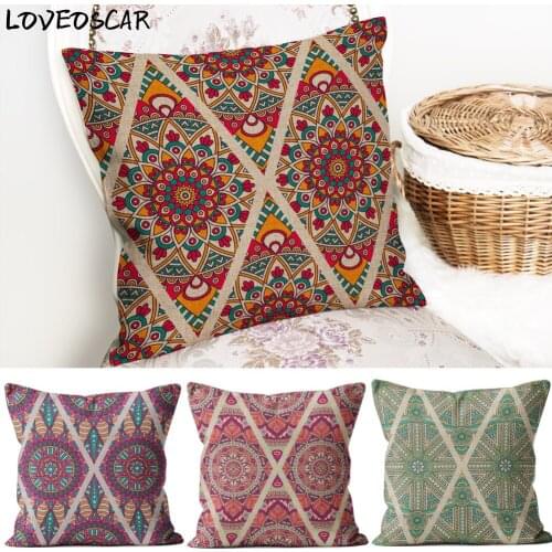 Geometric Diamond Boho Morocco Persia Navy Blue Cushion Cover Colorful Home Decor Pattern Custom Linen Decorative Pillow Case
