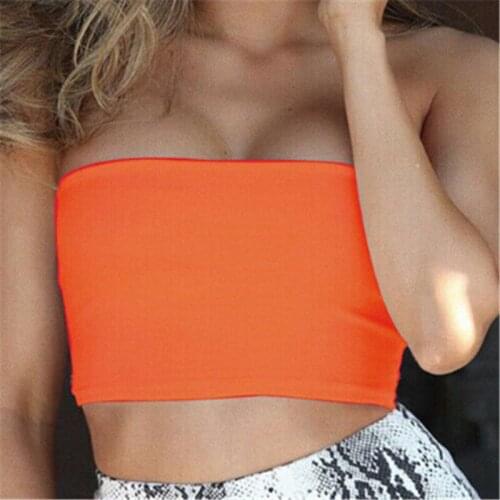 New Summer Trendy Women clothes Sexy Off-shoulder solid Tank Tops pullover Strapless Polyester Vests one pieces