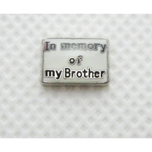 New Arrival 20pcs/lot In Memory Of My Brother Floating Charms Living Glass Memory Lockets Pendants DIY Jewelry Accessories Charm