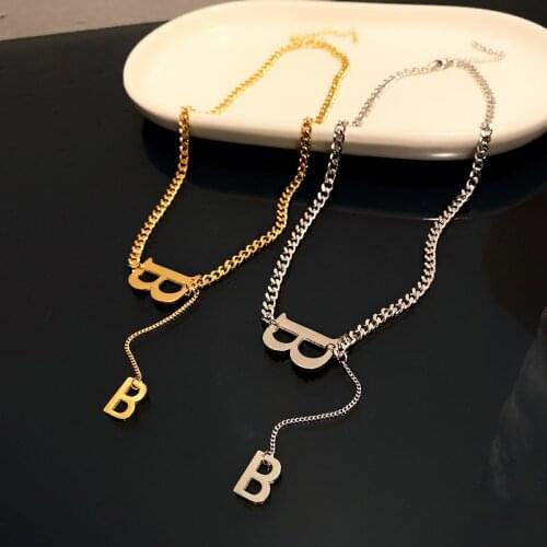2021 New Trend Retro Titanium Steel Letter B Necklace For Womens Personality Party Decoration Fashion Punk Jewelry