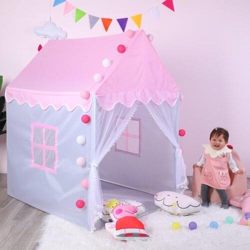 1.45M Childrens Tent Portable Folding Kids Tents Tipi Baby Play House Large Girl Pink Princess Castle Indoor Outdoor Toys Gift